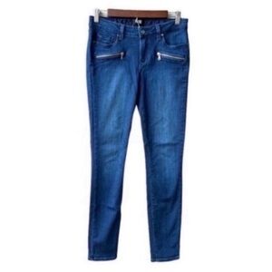 Paige Indigo Zip Front Skinny Jeans Denim Pants Size 28 Blue Wash